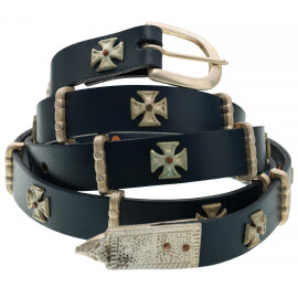 Knightly leather belt with cross pattée fittings 180cm